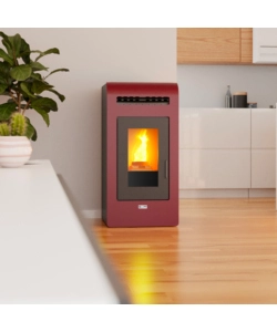 Stufa a pellet canalizzata canadian stove "vancouver 14c" bordeaux 12,5 kw