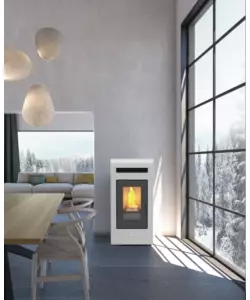 Stufa a pellet canalizzata canadian stove "vancouver 14c" bianco 12,5 kw