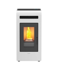 Stufa a pellet canalizzata canadian stove "vancouver 14c" bianco 12,5 kw