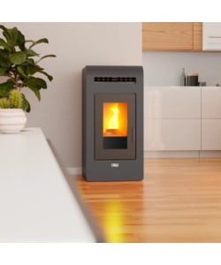 Stufa a pellet canalizzata canadian stove "vancouver 14c" grigio 12,5 kw