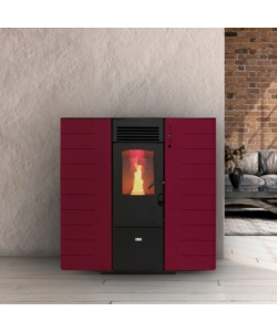 Stufa a pellet slim canalizzata canadian stove "slim 8c" bordeaux 7,48 kw