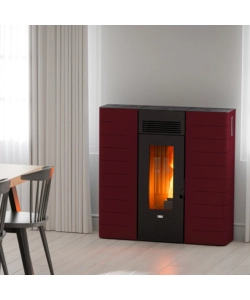 Stufa a pellet slim canalizzata canadian stove "slim 12c" bordeaux 11,14 kw