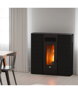 Stufa a pellet slim canalizzata canadian stove "slim 12c" nero 11,14 kw