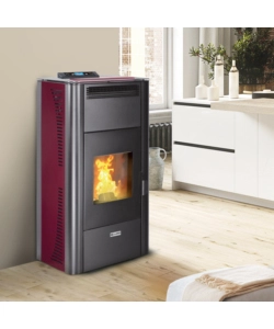 Termostufa a pellet canadian stove "idro ceramic 17" bordeaux 17 kw