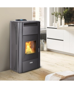 Termostufa a pellet canadian stove "idro ceramic 17" grigio puntinato 17 kw