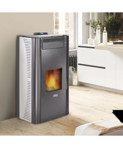 Termostufa a pellet canadian stove "idro ceramic 28" bianco 25,8 kw