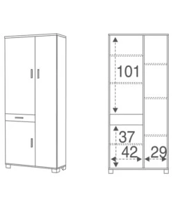 Mobile 3 ante e 1 cassetto bianco fiammato, 77x179x34 cm