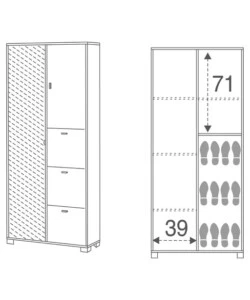 Mobile 5 ante olmo con ante specchio naturale, 83x190x29 cm