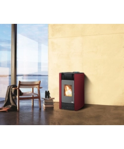 Stufa a pellet canadian stove "ermetica bio 6" bordeaux 6,5 kw