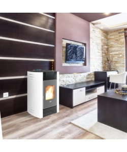 Stufa a pellet canadian stove "ermetica bio 6" bianco 6,5 kw