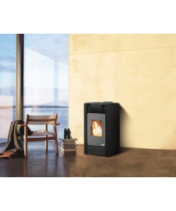 Stufa a pellet canalizzata canadian stove "ermetica bio 10c" nero 9,3 kw