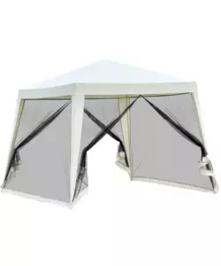 Gazebo da esterno eurogarden in acciaio con zanzariera colore bianco, 3x3 metri