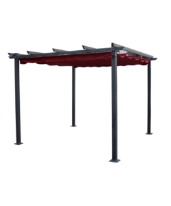 Gazebo pergola da esterno euro garden 'daiana' in acciaio colore burgundy, 3x3 m