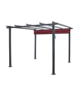 Gazebo pergola da esterno euro garden "daiana" in acciaio colore burgundy, 3x3 m