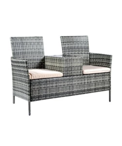 Panchina 'bench lovers' in pe rattan colore marrone melange, 140x62x86 cm