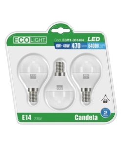 3 lampadine led 6 luce fredda 6400 k - mini globo