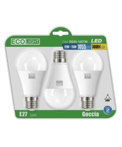 Set da 3 lampadine led a goccia 12w, e27