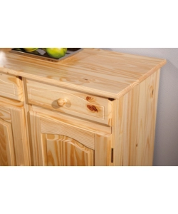 Buffet 3 ante + 3 cassetti in pino massello naturale, 130x87x43 cm