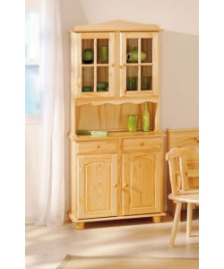 Credenza 2 ante + 2 cassetti pino massello naturale, 88x198x43 cm