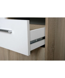 Credenza buffet 2 cassetti e 3 ante rovere e bianco, 77x30x77 cm