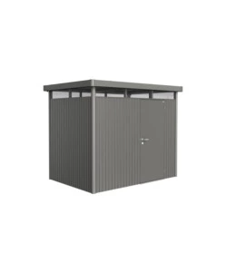 Casetta da giardino biohort 'highline h2' in acciaio zincato colore grigio quarzo metallizzato con porta battente semplice 275x195x222 cm - cod. 88030