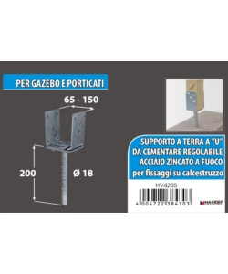 Supporto per pali regolabile 65 - 150 mm.