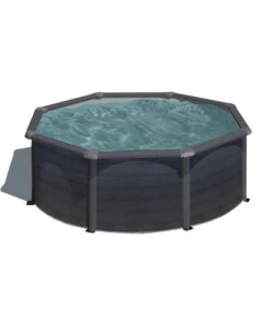 PISCINA FUORI TERRA ROTONDA GRE 'KEA' IN ACCIAIO COLORE GRAFITE 350x350x120 - COD. KIT350GF