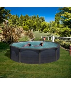 Piscina fuori terra rotonda gre "kea" in acciaio colore grafite 460x460x120 - cod. kit460gf