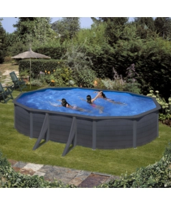 Piscina fuori terra ovale gre 'kea' in acciaio colore grafite 610x375x120 - cod. kit610gf