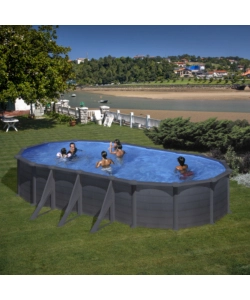 Piscina fuori terra ovale gre 'kea' in acciaio colore grafite 730x375x120 - cod. kit730gf