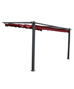 Gazebo pergola da esterno euro garden 'daiana' in alluminio e telo scorrevole in poliestere colore burgundy, 4x3 metri