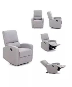 Poltrona con recliner manuale "fiorella" grigio, 74x78x105 cm