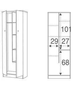 Armadio portascope bianco fiammato, 62x34x183 cm