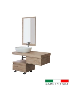 Mobile bagno sospeso 'shelf' rovere con cassetti, 120x50x8 cm