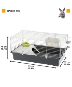 Gabbia per conigli "rabbit 100" grigio, 95x57xh46 cm  - ferplast