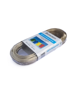 Cavo stendibiancheria  5 mm. in acciaio ottonato rivestito pvc trasparente 20 mt.