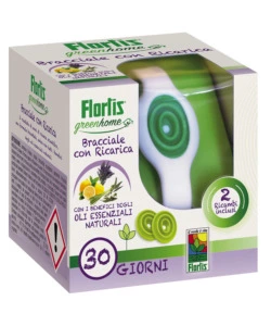 Braccialetto antizanzare citronella flortis con 2 ricariche