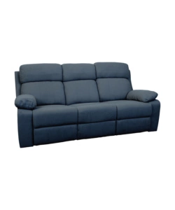 Divano 3 posti 'annika' con recliner manuale in tessuto blu, 198x93x101 cm