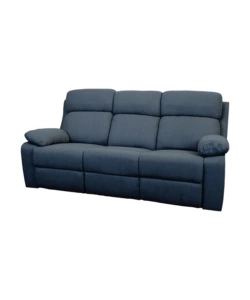 Divano 3 posti bellahome 'annika' con recliner manuale in tessuto blu, 198x93x101 cm