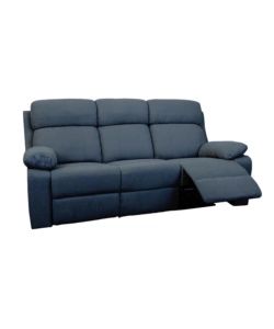 Divano 3 posti bellahome "annika" con recliner manuale in tessuto blu, 198x93x101 cm