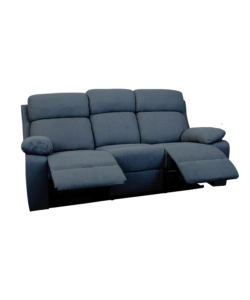 Divano 3 posti bellahome "annika" con recliner manuale in tessuto blu, 198x93x101 cm