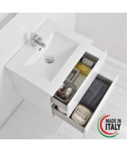 Mobile bagno sospeso "fabula" bianco laccato, 60x47x57 cm