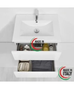 Mobile bagno sospeso "fabula" bianco laccato, 60x47x57 cm