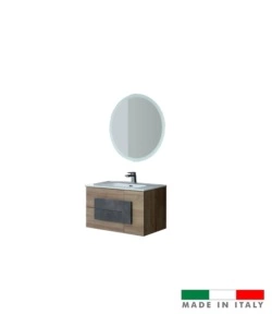 Mobile bagno sospeso 'urban' con specchio e cassetti, 80x47x49 cm