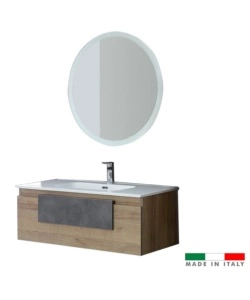 Mobile bagno sospeso 'urban' con specchio e cassetti, 100x47x38 cm