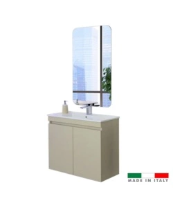 Mobile bagno sospeso 'pastello' tortora con 2 ante, 80x37x69 cm