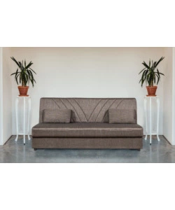 Divano letto 3 posti "fiji" marrone con cassettone contenitore, 183x81x89 cm