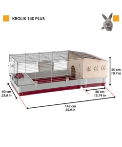 Gabbia per conigli 'krolik 140 plus'  142x60x50 cm - ferplast