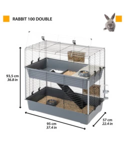 Gabbia per conigli 'rabbit 100 double' a due piani, 99x51,5x92 cm - ferplast