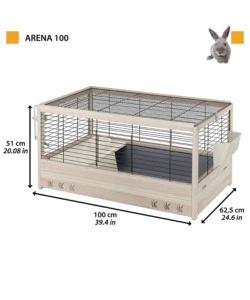 Gabbia per conigli 'arena 100' in legno, 100x62,5x51 cm - ferplast